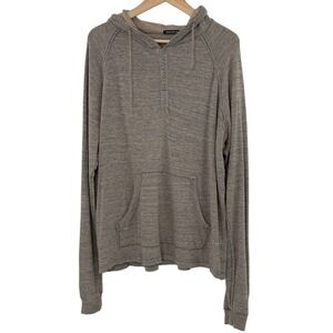 ALTERNATIVE Hoodie Heathered Tan Long Sleeve‎ Henley Pocket Pullover Women XL